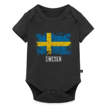 Cadeau de bannière drapeau Suède - Body à manches courtes Premium Bébé - noir - Devant