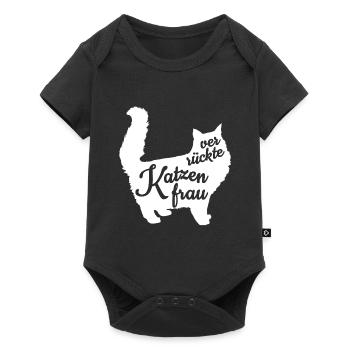 verrückte Katzenfrau - Baby Premium Kurzarmbody - Schwarz - Vorne
