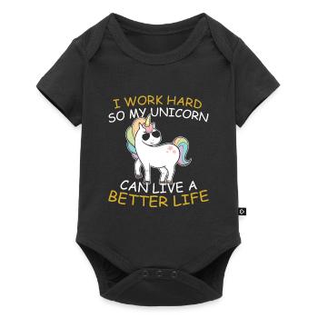 Unicorn Licorne Cool Lunettes de soleil BD Drôle - Body à manches courtes Premium Bébé - noir - Devant