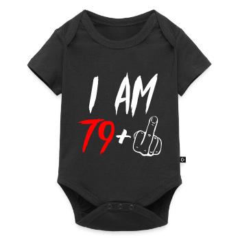80th birthday middle finger 80 years gift - Baby Premium short-sleeve bodysuit - black - Front