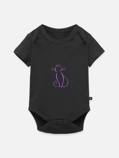 Katze Silhouette - Baby Premium Kurzarmbody - Schwarz