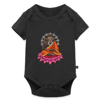 Monkey meditating monk lotus flower gift - Baby Premium short-sleeve bodysuit - black - Front