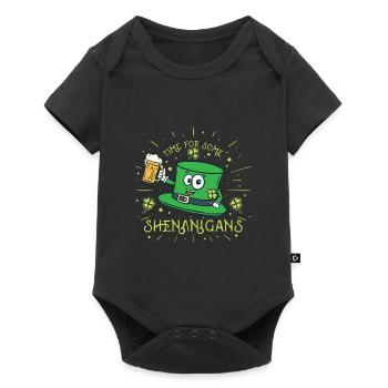St Patricks Day Irland Party Shamrock Kleeblatt - Baby Premium Kurzarmbody - Schwarz - Vorne