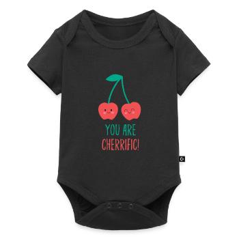 Kirschen Cherrific Comic Lustiges Geschenk - Baby Premium Kurzarmbody - Schwarz - Vorne