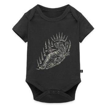 Sak Yant Thai Tattoo Tiger Animalisch Cooles - Baby Premium Kurzarmbody - Schwarz - Vorne