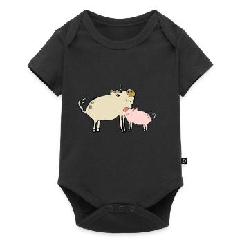 unicorn pigs - sau cool unicorn piggy - Baby Premium short-sleeve bodysuit - black - Front