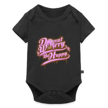 Donut Worry Be Happy Quote Citation de texte drôle - Body à manches courtes Premium Bébé - noir - Devant