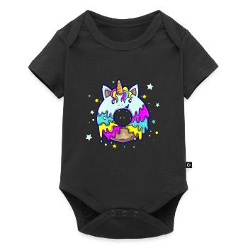 Donut Drôle Licorne Licorne Sucré Dessert Sucre - Body à manches courtes Premium Bébé - noir - Devant