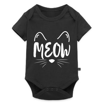 Miau Katze süß Geschenk - Baby Premium Kurzarmbody - Schwarz - Vorne