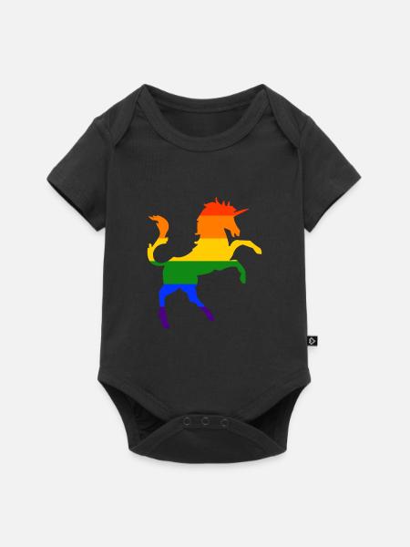 Unicornio LGBT Gay Pride Rainbow CSD - Premium kortærmet baby-body  - sort