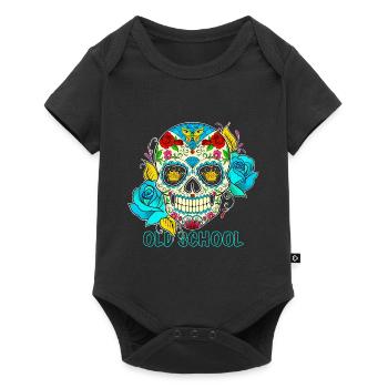 Oldschool Skull shirt - Baby Premium Kurzarmbody - Schwarz - Vorne