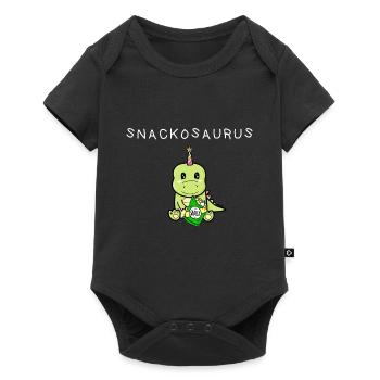 Snackosaurus - Sack und Dinosaurier - Baby Premium Kurzarmbody - Schwarz - Vorne