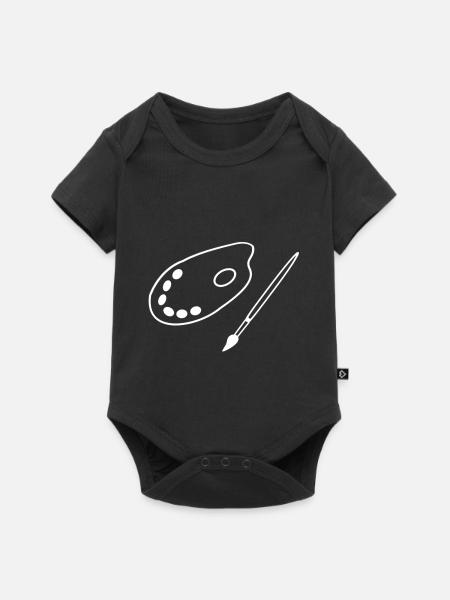 Pinsel mit Farbpalette - Baby Premium Kurzarmbody - Schwarz