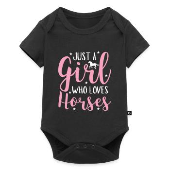 Fille aime les chevaux amoureux des chevaux - Body à manches courtes Premium Bébé - noir - Devant