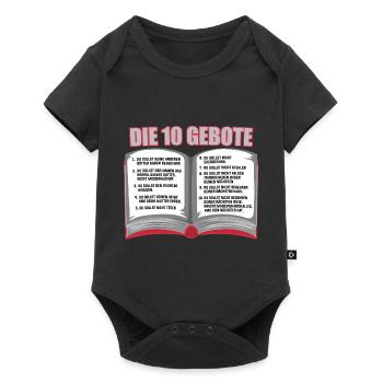Die 10 Gebote der Bibel christlich und göttlich - Baby Premium Kurzarmbody - Schwarz - Vorne