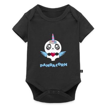 Panda Licorne Pandacorn! Fleurs d'ailes douces - Body à manches courtes Premium Bébé - noir - Devant