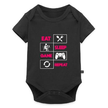 Manger dormir jeu répéter - Body à manches courtes Premium Bébé - noir - Devant