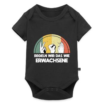 Ciseaux Pierre Papier Rétro Vintage - Body à manches courtes Premium Bébé - noir - Devant