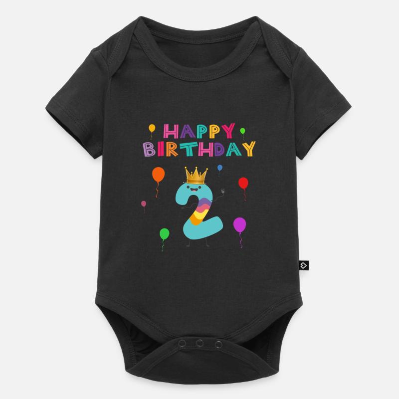 2ème anniversaire joyeux anniversaire - Body à manches courtes Premium Bébé - noir