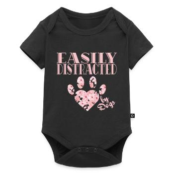 Facilement distrait par les chiens et les tissus - Body à manches courtes Premium Bébé - noir - Devant