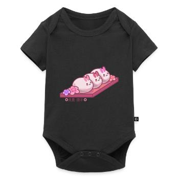 Japanische Mondschau-Reiskuchen in Hasenform - Baby Premium Kurzarmbody - Schwarz - Vorne
