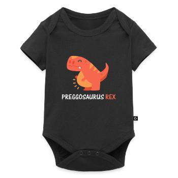 Preggosaurus Rex Werdende Mama Dinosaurier Design - Baby Premium Kurzarmbody - Schwarz - Vorne