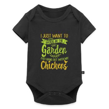Gartenarbeit und Hühner - Baby Premium Kurzarmbody - Schwarz - Vorne