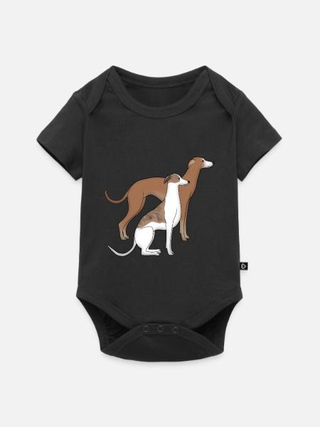 Zwei Whippets - Baby Premium Kurzarmbody - Schwarz