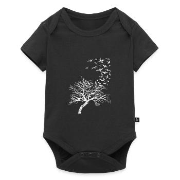VÖGEL - BIRDS - BAUM - NATUR - Baby Premium Kurzarmbody - Schwarz - Vorne