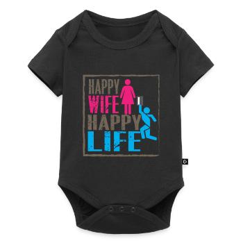 Happy Wife - Happy Life - Baby Premium short-sleeve bodysuit - black - Front
