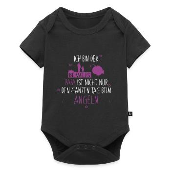 Ich bin der Beweis Anglerpapa Mädchen - Baby Premium Kurzarmbody - Schwarz - Vorne