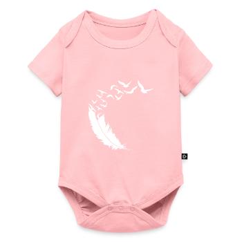 Plume - Oiseaux - Essaim d’oiseaux - Art abstrait - Body à manches courtes Premium Bébé - rose - Devant