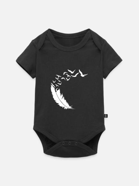 Feather - Birds - Flocks of Birds - Abstract Art - Baby Premium short-sleeve bodysuit - black