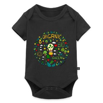 croquis de la planète verte en coloré - Body à manches courtes Premium Bébé - noir - Devant