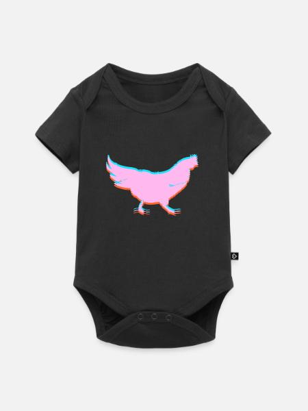 Huhn Hühnchen 3D Effekt - Baby Premium Kurzarmbody - Schwarz