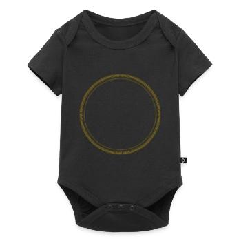 Kreis - Ring - Form - Rund - Striche Gold - Baby Premium Kurzarmbody - Schwarz - Vorne