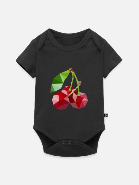 Low Poly Kirsche - Baby Premium Kurzarmbody - Schwarz
