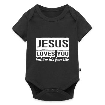 Jesus loves you - but I am his favorite - Baby Premium short-sleeve bodysuit - black - Front