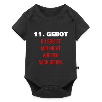 11. Gebot DU SOLLST MIR NICHT AUF DEN SACK GEHEN - Baby Premium Kurzarmbody - Schwarz - Vorne