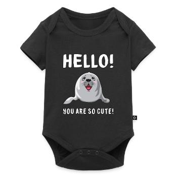 phoque animal mer otarie idée cadeau phoque Doux - Body à manches courtes Premium Bébé - noir - Devant