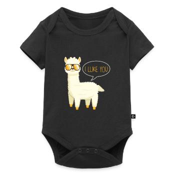 Lama Alpaca Pako I Llike You I Like You Funny - Baby Premium short-sleeve bodysuit - black - Front