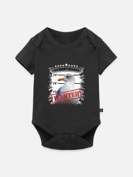 Möwe - Fischbrötchen Dieb - Baby Premium Kurzarmbody - Schwarz