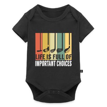 Maillot de golf pour les golfeurs disant "La vie - Body à manches courtes Premium Bébé - noir - Devant