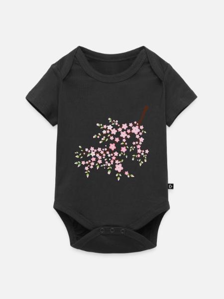 Rosa Blüte - Baby Premium Kurzarmbody - Schwarz