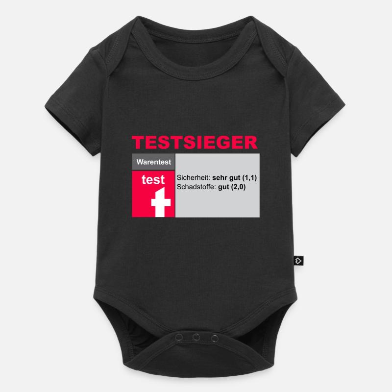 Fake Testsieger Warentest lustige Geschenkidee - Baby Premium Kurzarmbody - Schwarz