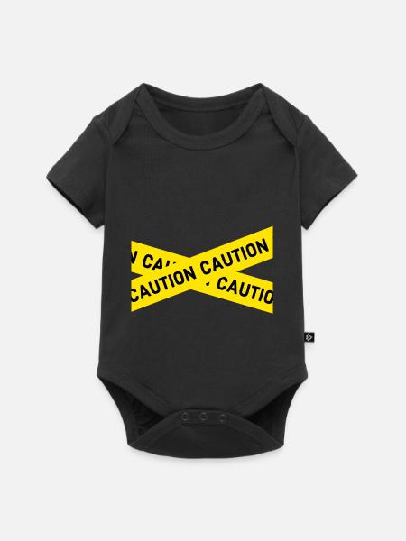 caution - Baby Premium Kurzarmbody - Schwarz