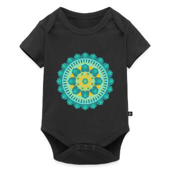 mandala océan bleu jaune - Body à manches courtes Premium Bébé - noir - Devant