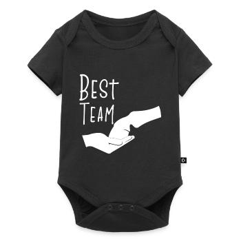 Cooles Pferde Shirt - Bestes Team Pferd + Mensch - Baby Premium Kurzarmbody - Schwarz - Vorne