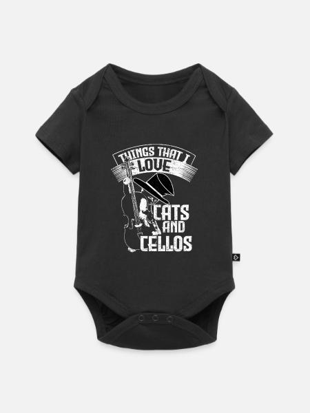 Cello Musical Geschenk - Baby Premium Kurzarmbody - Schwarz