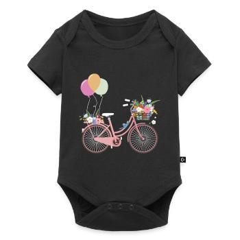 Bicycle flowers balloon pink wheel - Baby Premium short-sleeve bodysuit - black - Front